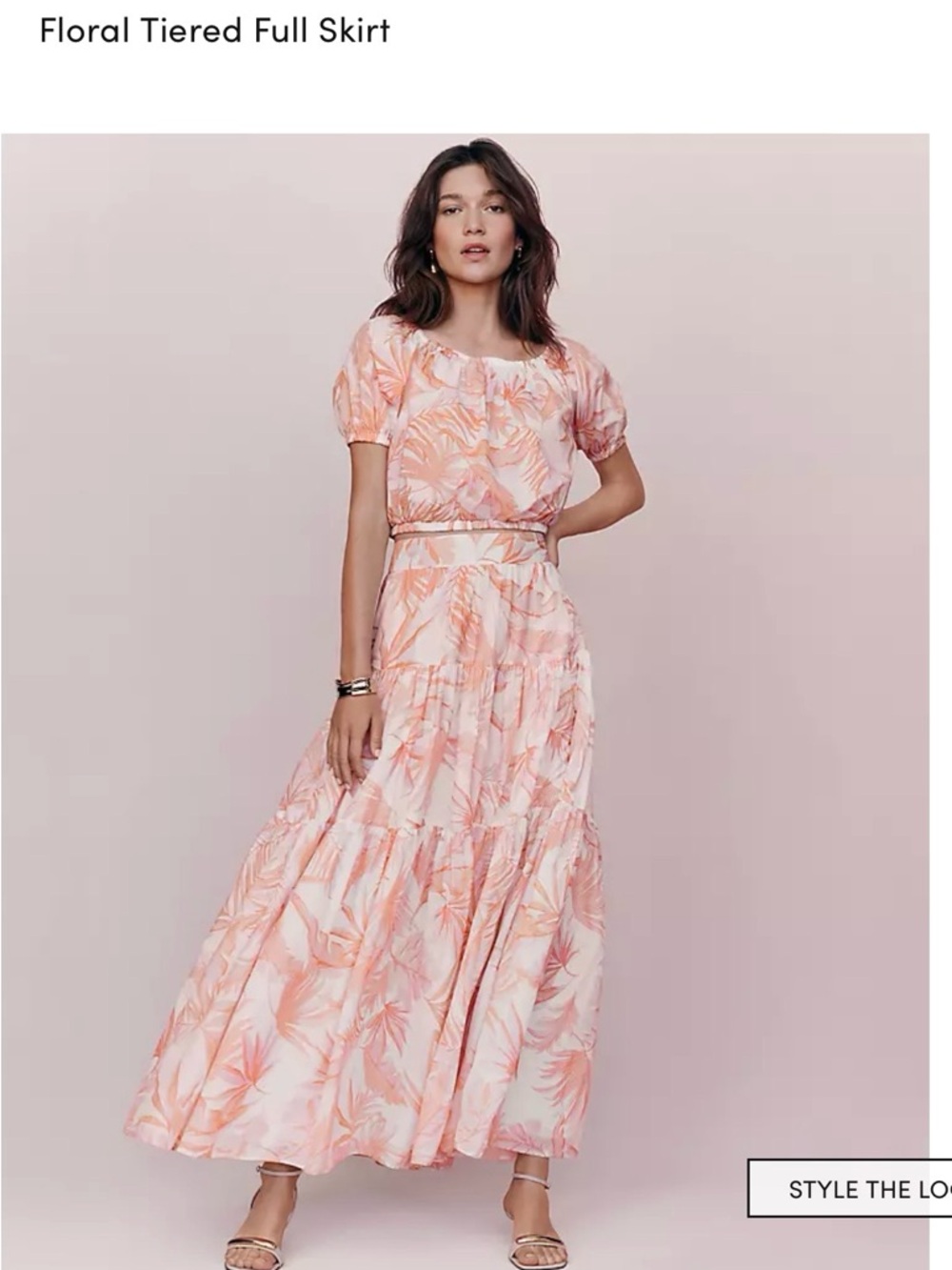 Ann Taylor Peach Floral Tiered Maxi Skirt